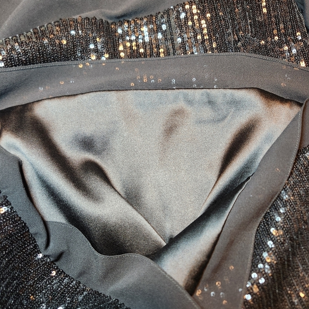 Marciano Silk Black Long Sleeve Sequin Mini Dress Size S - Picture 4 of 8